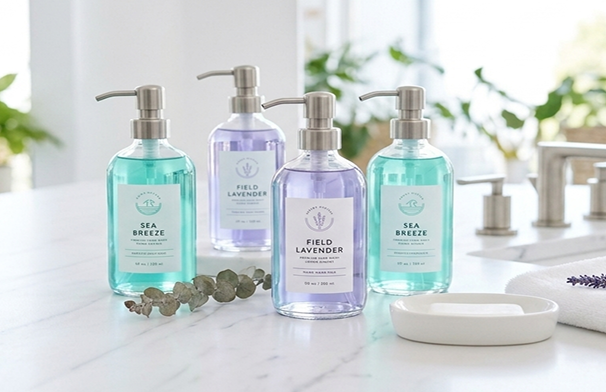 Four handwashes in a sink